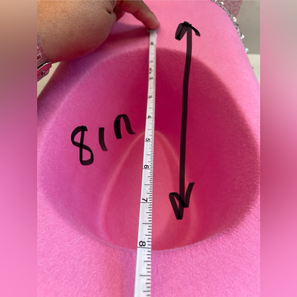 Barbie Pink Country Western Pink Cowgirl Sequence Polyester Hat w/ Heart Glasses - Picture 7 of 7